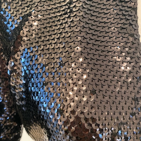 BCBG MaxAzria Marin Cropped Black Sequin & Tulle Shrug Jacket - Picture 3 of 7